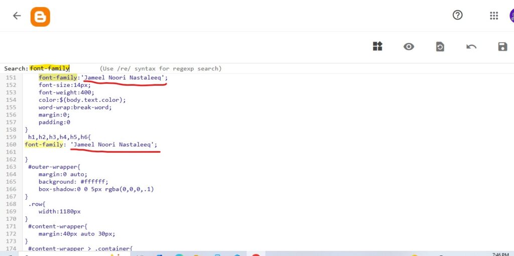 jameel noori nastaleeq font in blogger